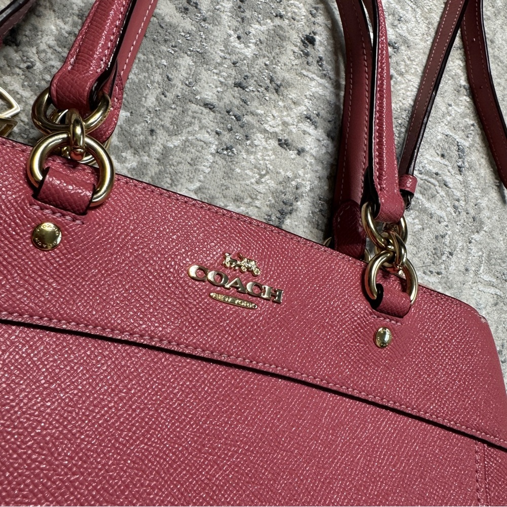 Coach Mini Brooke Carryall Satchel Pink Glitter Crossgrain Leather Gold - Picture 5 of 11